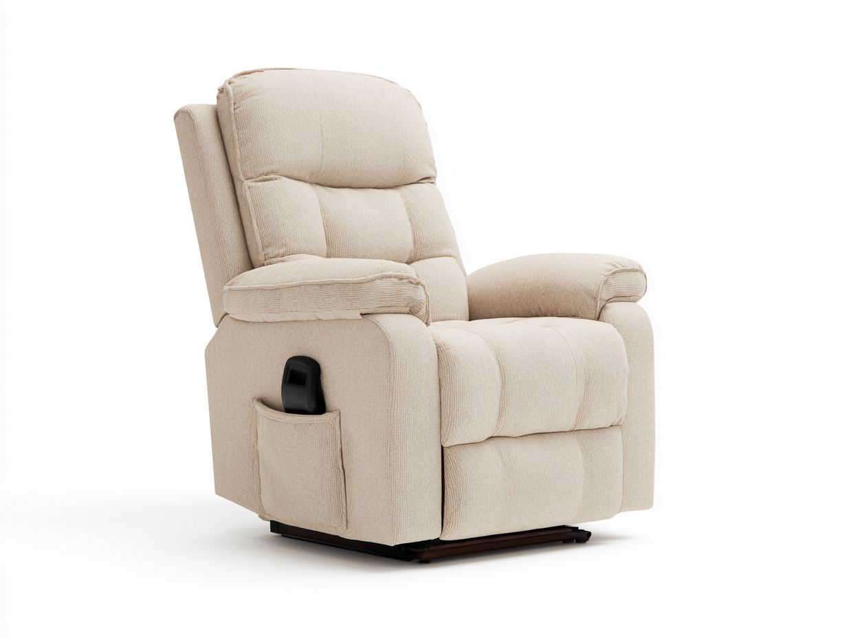 Sillones reclinables de tela 88x94x104 cm beige - diseño acolchado para salón-Paroraliving