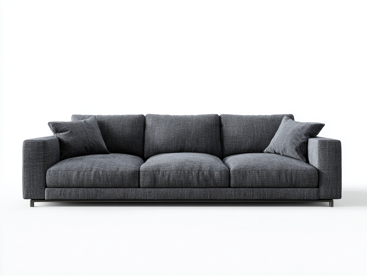 Sofás 3 plazas 220x90x78 cm tela gris con brazos rectos - diseño moderno para salón-Paroraliving