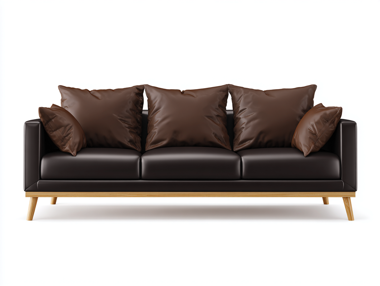 Sofás 3 plazas cuero sintético 215x88x82 cm marrón oscuro diseño moderno-Paroraliving