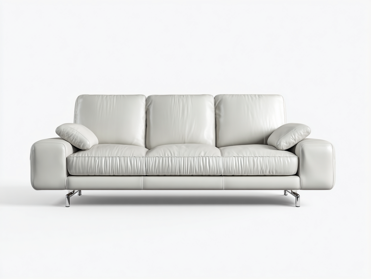 Sofás 3 plazas de piel sintética 210x88x82 cm blanco - diseño moderno para salón-Paroraliving