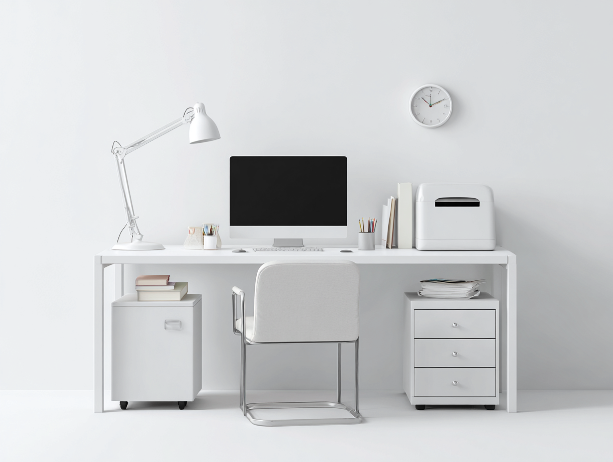 Mesas de oficina madera 160x45x78 cm blanco almacenamiento moderno-Paroraliving