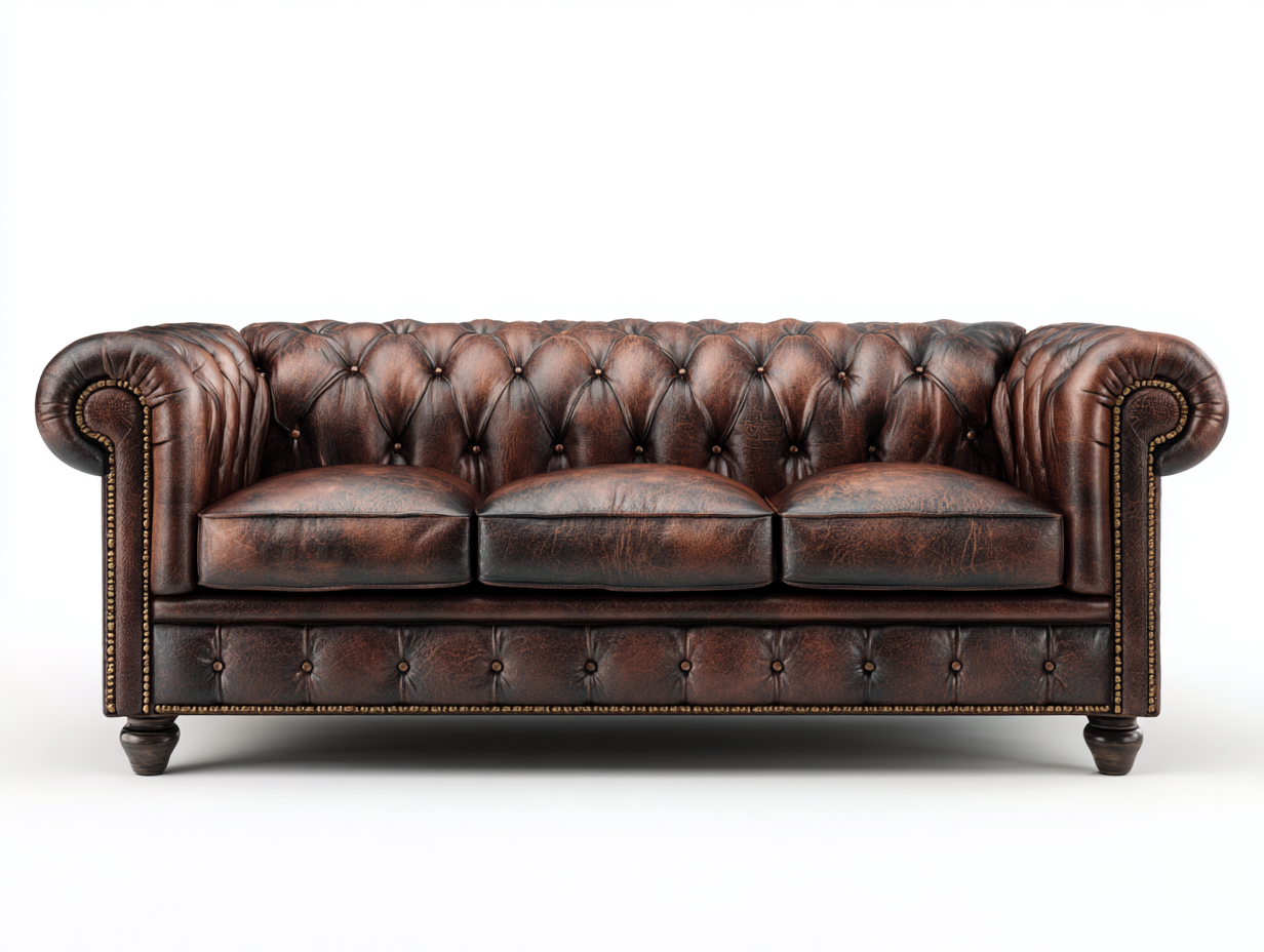 Sofás 3 plazas cuero sintético 220x90x78 cm marrón diseño clásico-Paroraliving