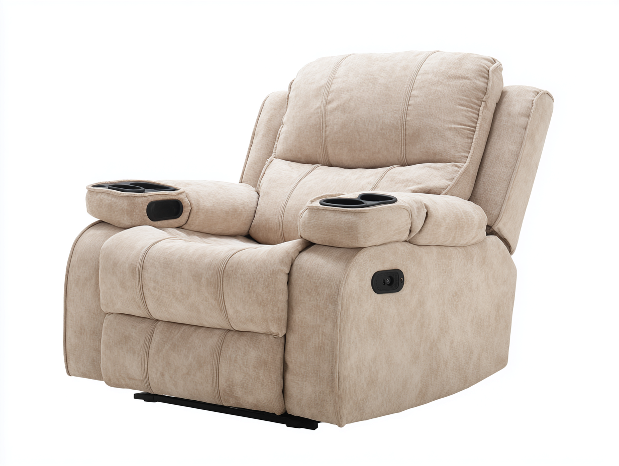 Sillones reclinables tela 98x103x107 cm beige portavasos integrado-Paroraliving