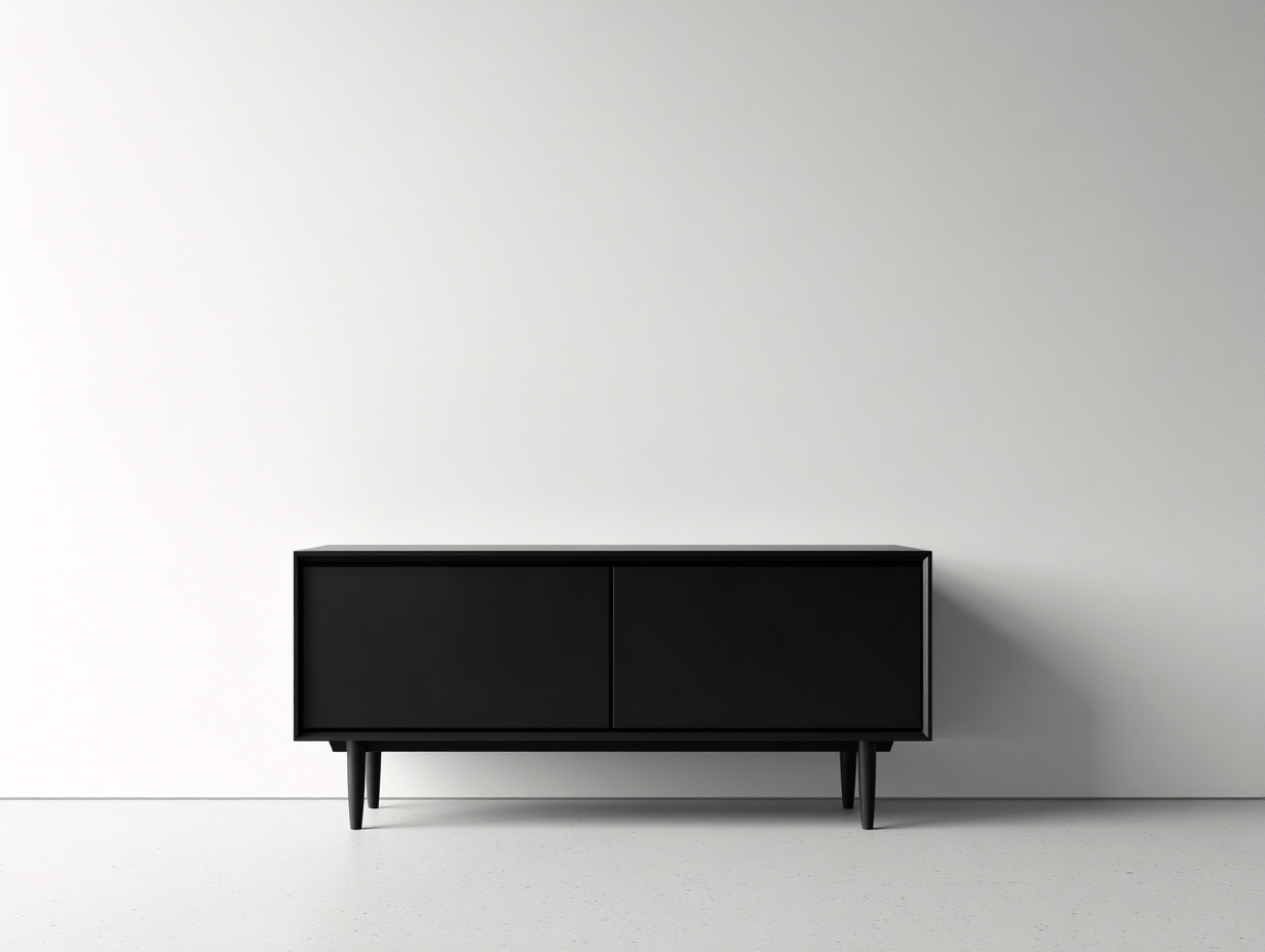 Mueble recibidor 120x40x65 cm en madera de ingeniería negro - 2 puertas - diseño moderno con patas para entrada-Paroraliving