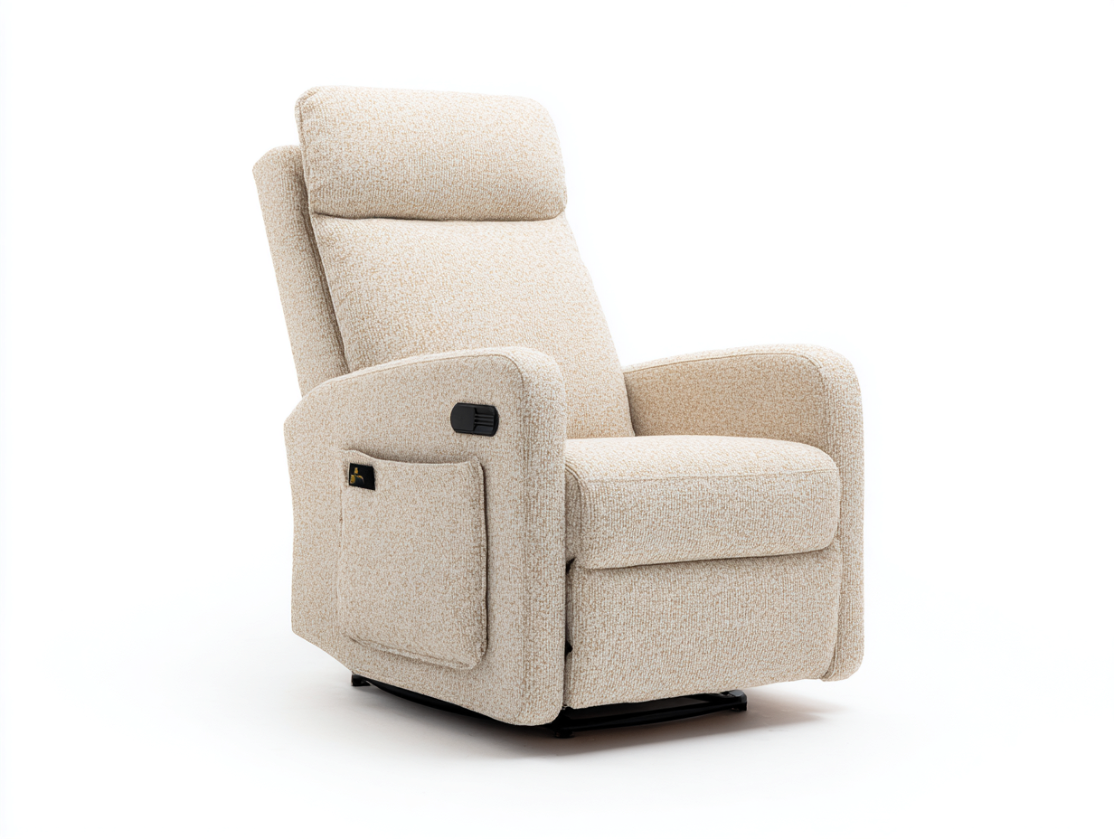 Sillones reclinables 98x88x103 cm tela beige con respaldo alto y bolsillo lateral - diseño cómodo para salón-Paroraliving
