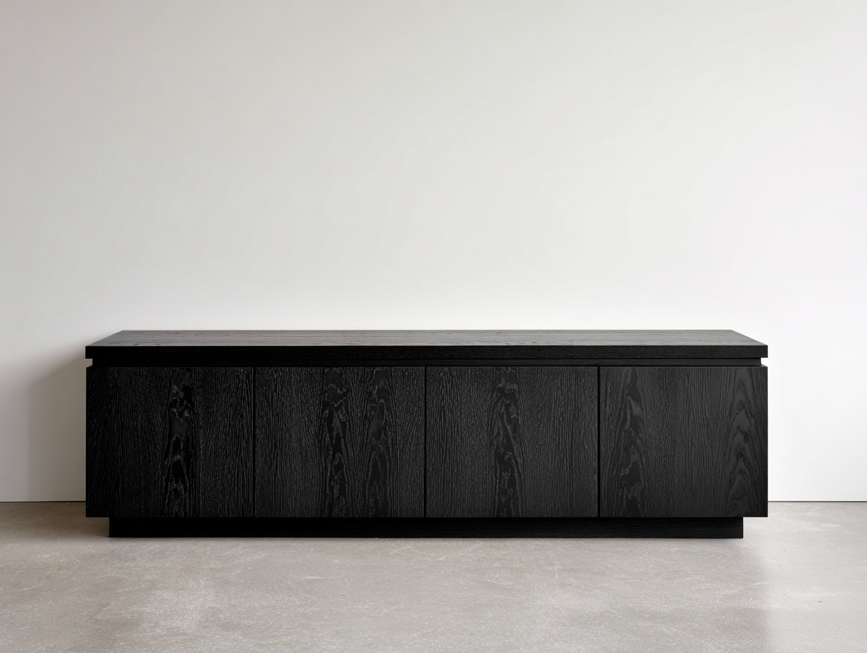 Mueble recibidor madera 180x45x65 cm negro diseño moderno-Paroraliving