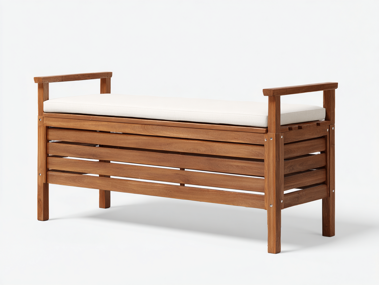 Bancos de jardín 150x55x75 cm madera marrón con reposabrazos y asiento beige - diseño natural para exterior-Paroraliving