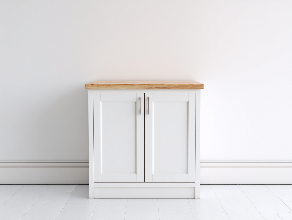 Sideboards Holzwerkstoff 80x35x80 cm - Weiß Naturfarben - Klassischer Landhausstil-Vilanihome