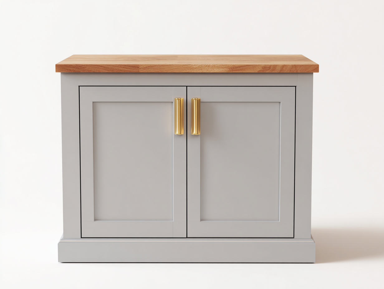Sideboards Holzwerkstoff 88x40x78 cm - Grau Naturfarben - 2 Türen Landhausstil-Vilanihome