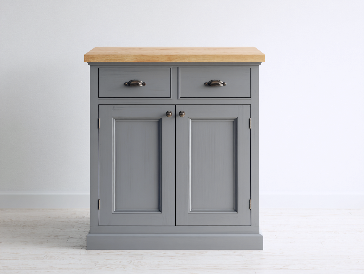 Sideboards Kommode Holzwerkstoff 90 x 40 x 85 cm - Grau und Natur - 2 Türen 2 Schubladen Landhausstil-Vilanihome