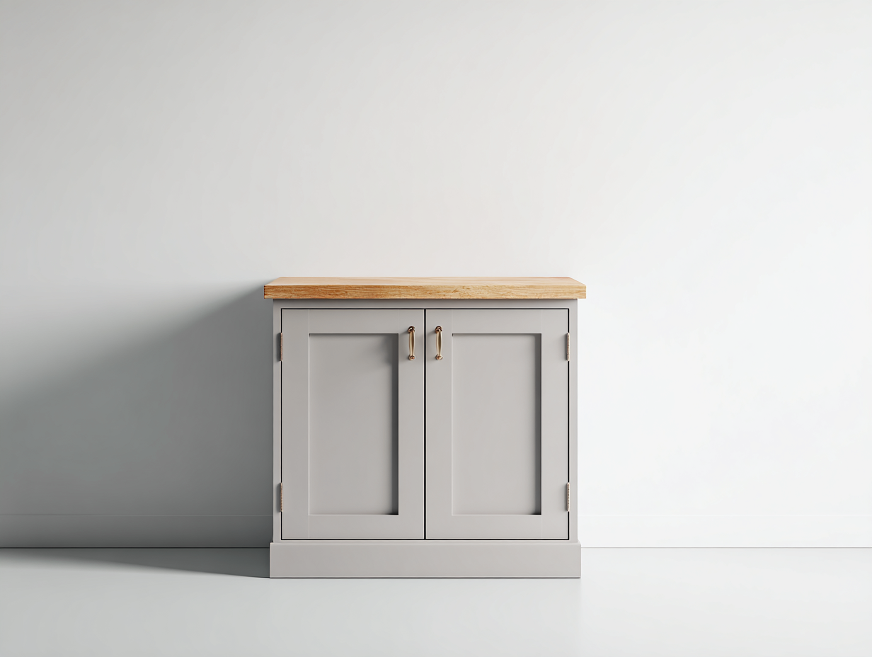 Sideboards Kommode Holzwerkstoff 80 x 35 x 80 cm - Grau und Natur - 2 Türen Landhausstil-Vilanihome