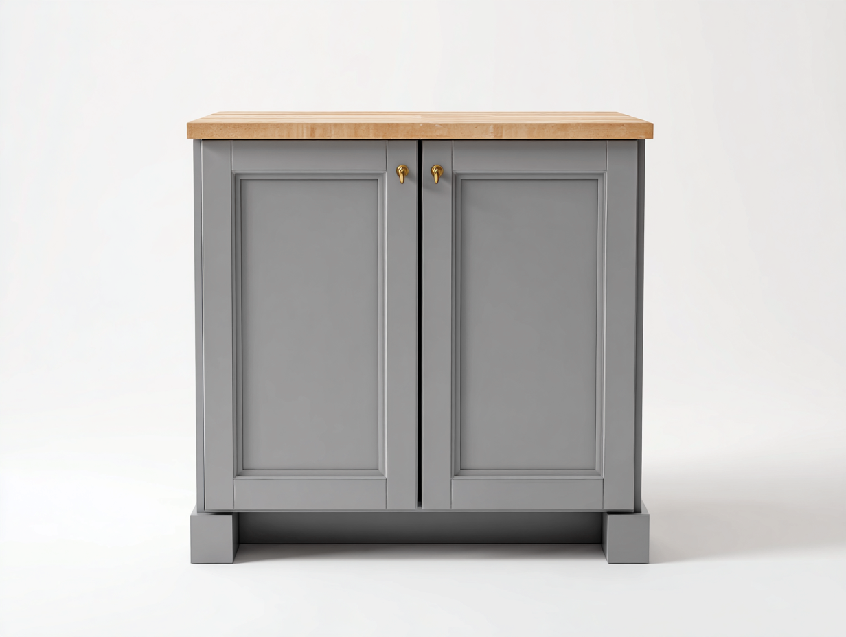 Sideboards Holzwerkstoff 85x40x85 cm - Grau und Naturholz - Landhausstil-Vilanihome
