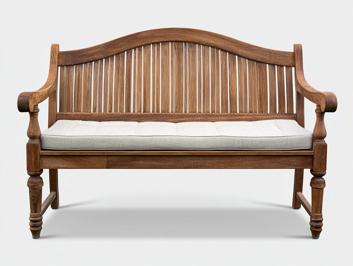 Gartenbank Massivholz mit Sitzauflage 150x62x96 cm - Braun Beige - Klassischer Stil-Vilanihome