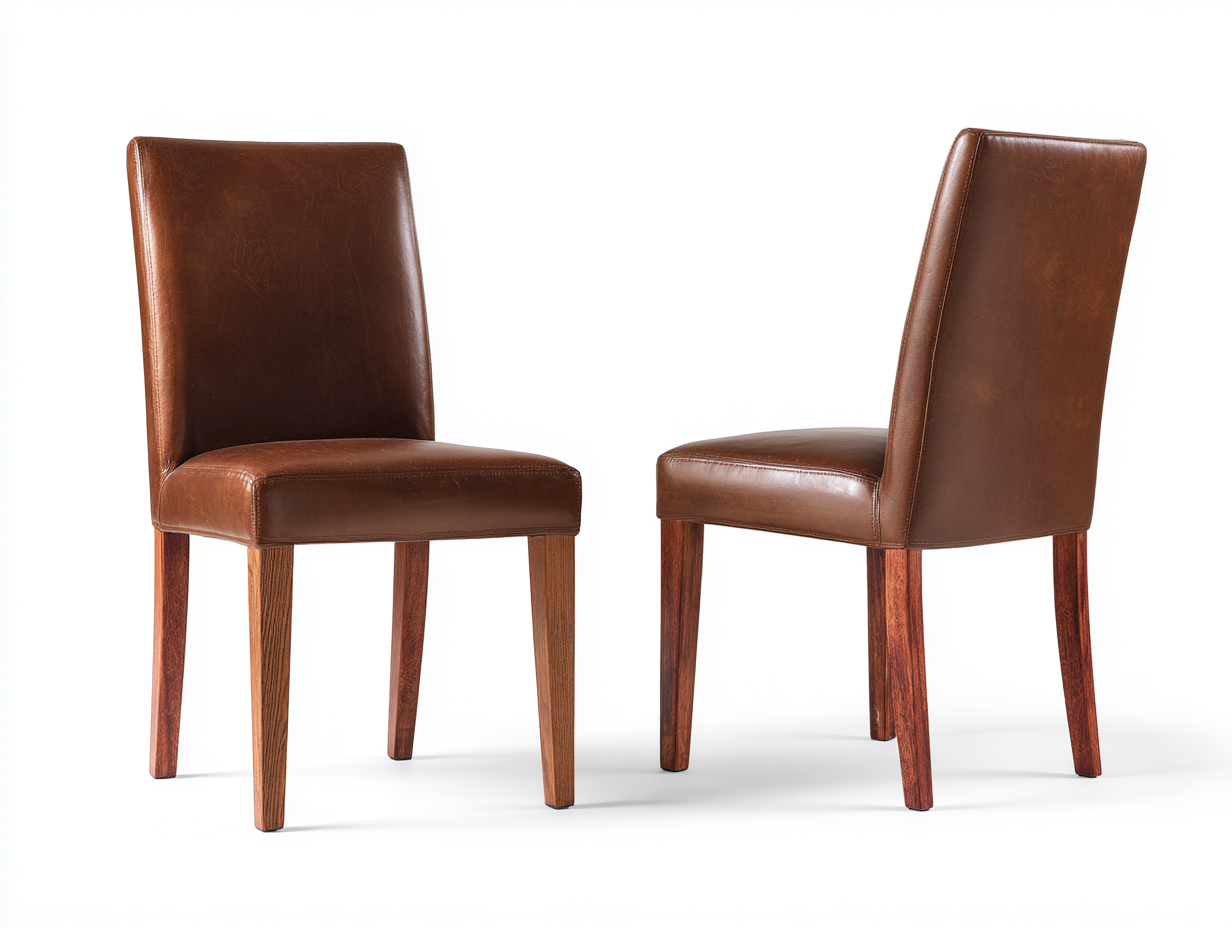 Esszimmerstühle 2er Set mit Polsterung in Lederoptik 60 x 50 x 98 cm - Braun-Natur - klassischer Essbereich-Vilanihome