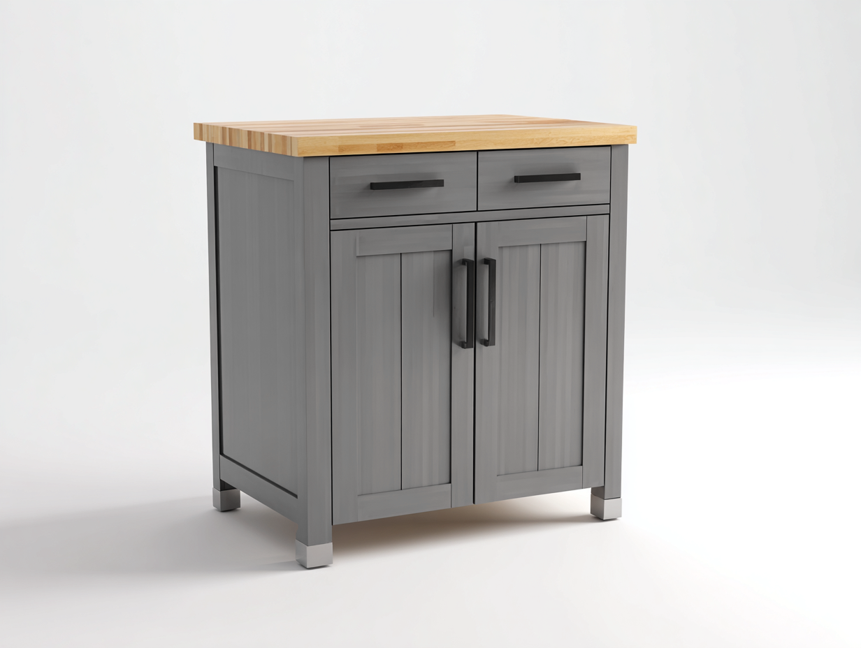 Sideboards Holzwerkstoff 90x45x90 cm - Grau und Naturholz - Landhausstil-Vilanihome
