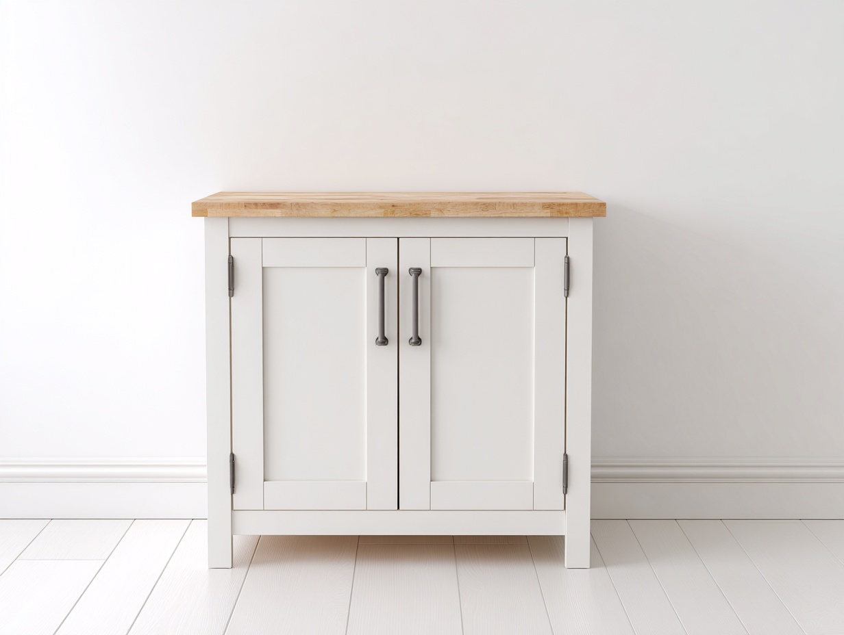 Sideboards Kommode Holzwerkstoff 95 x 40 x 82 cm - Weiß und Natur - 2 Türen Landhausstil-Vilanihome