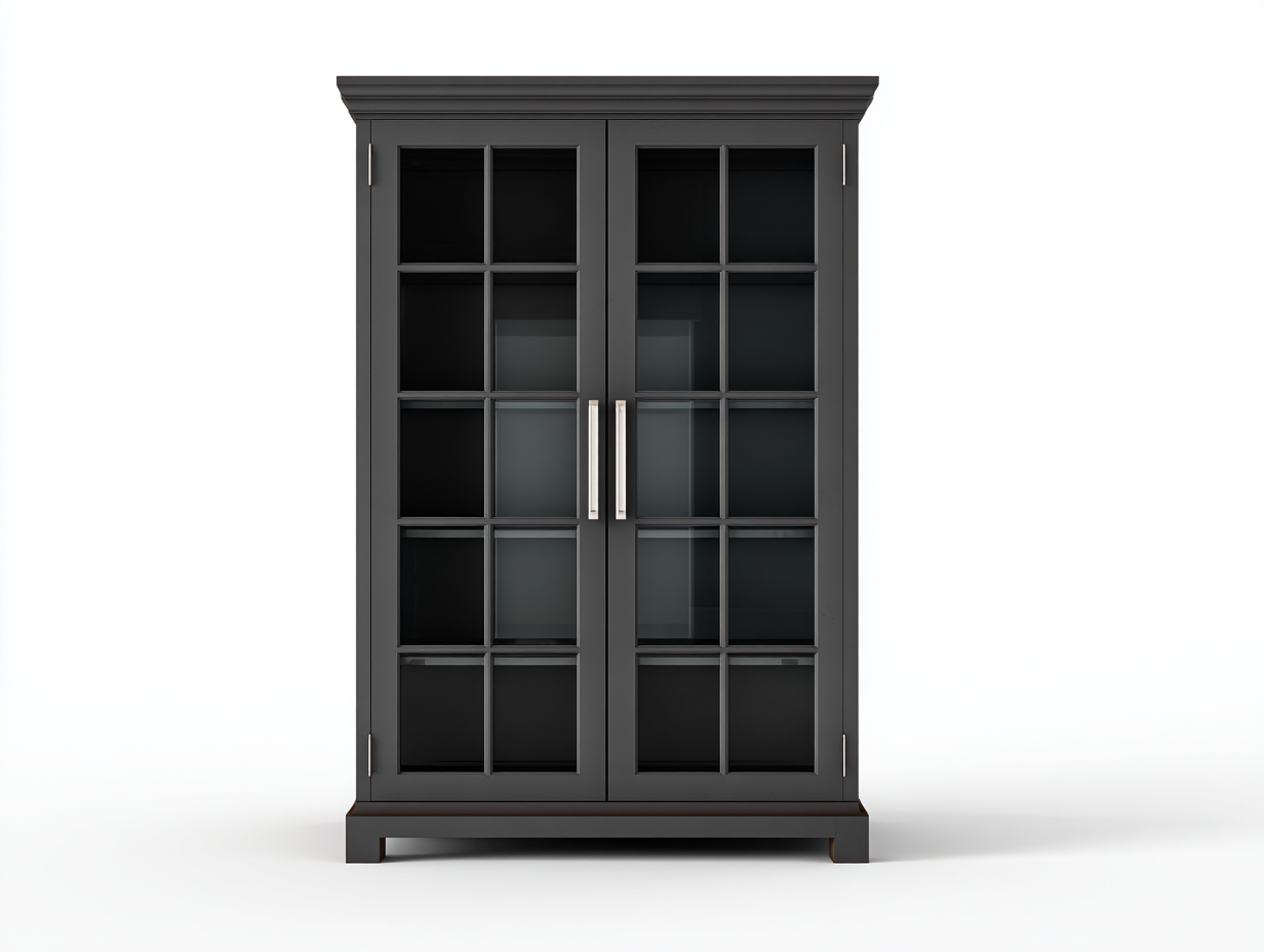 Vitrinen Glasschrank Holzwerkstoff Glas 95x42x185 cm - Anthrazit - Klassischer Stil-Vilanihome