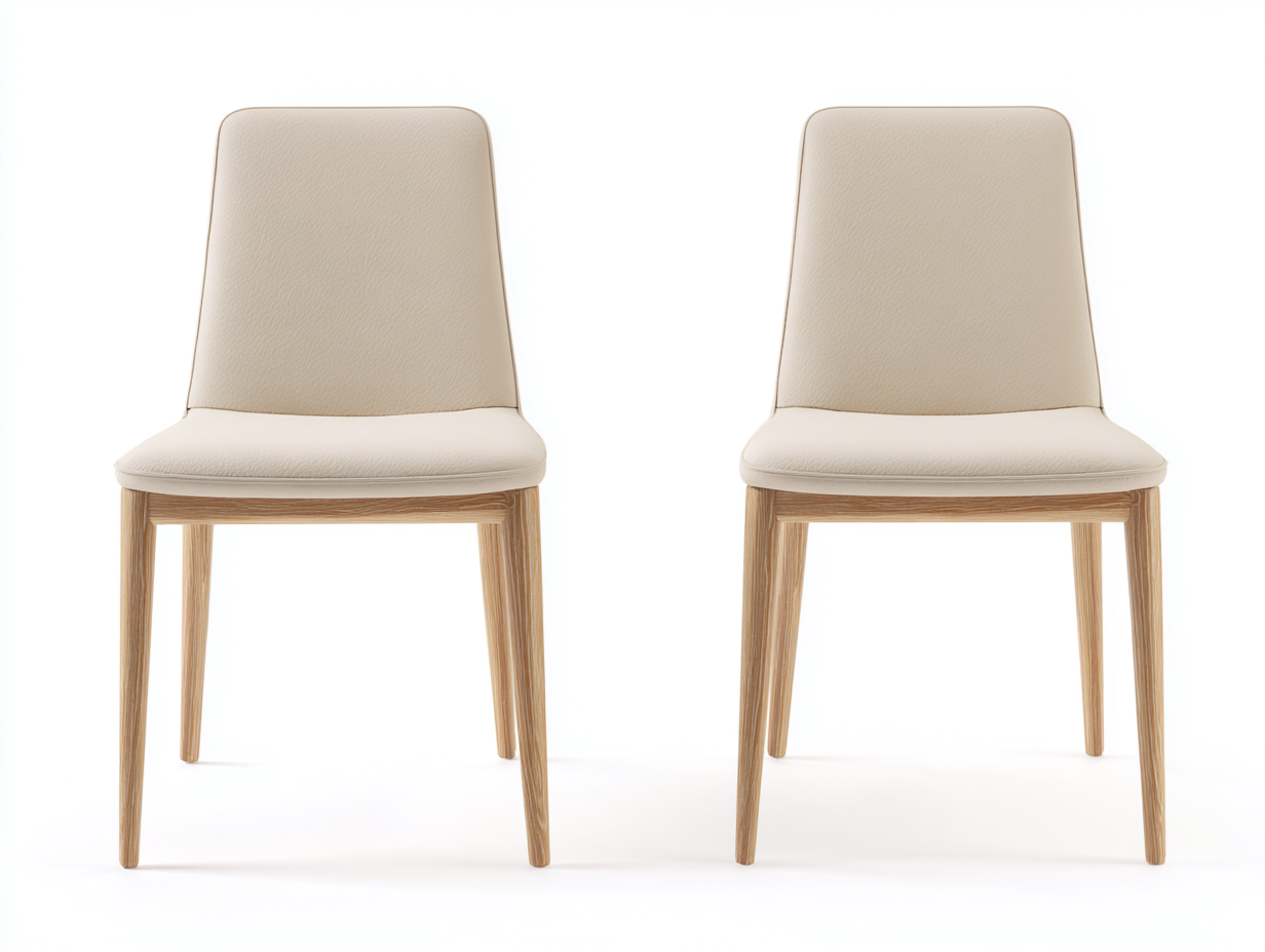 Esszimmerstühle Kunstleder Holz 55x48x88 cm - Beige-Natur - modernes Design für Esszimmer-Vilanihome