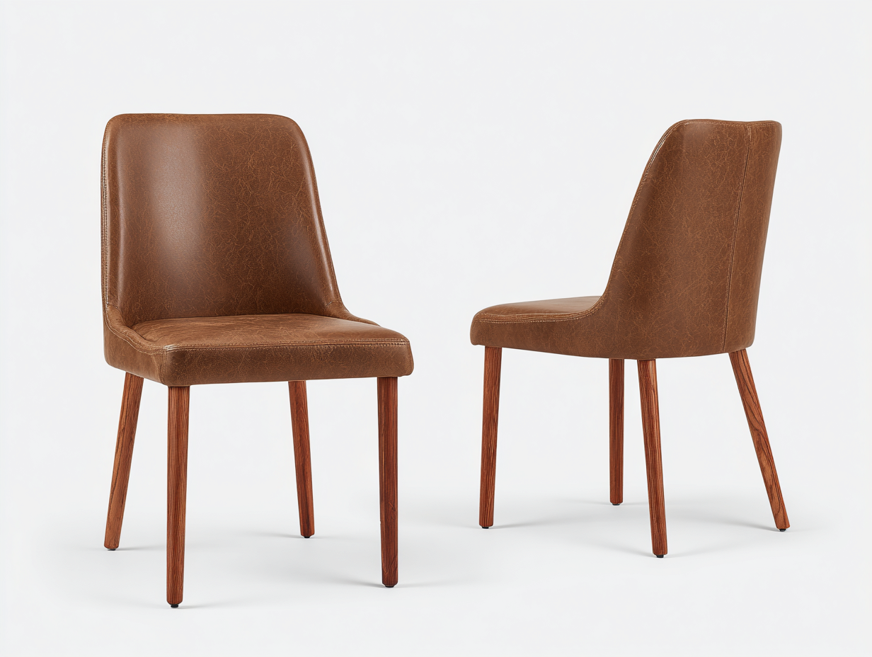 Esszimmerstühle 2er-Set Kunstleder mit Holzbeinen 48x56x88 cm - Braun - Retro Design für Esszimmer-Vilanihome