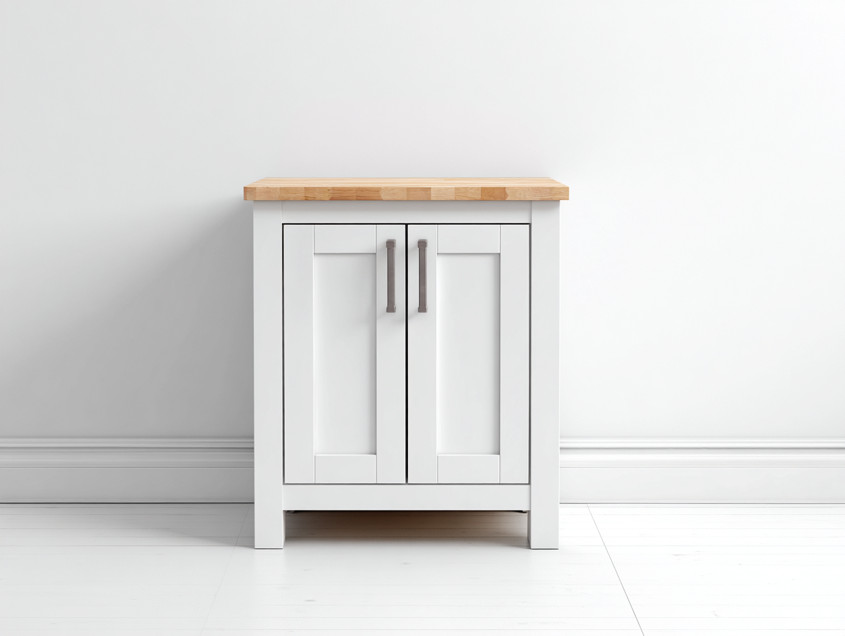 Sideboards mit Holzoptikplatte 80x40x85 cm - Weiß-Natur - moderner Landhausstil-Vilanihome