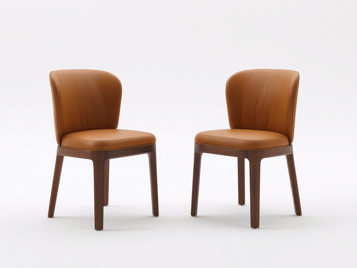 Esszimmerstühle 2er Set Kunstleder 53 x 58 x 82 cm - Cognacbraun - Holzbeine modern-Vilanihome