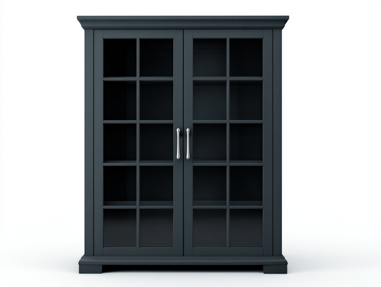 Vitrinen Holzwerkstoff Glas 110x40x190 cm - Anthrazit - Klassischer Stil-Vilanihome