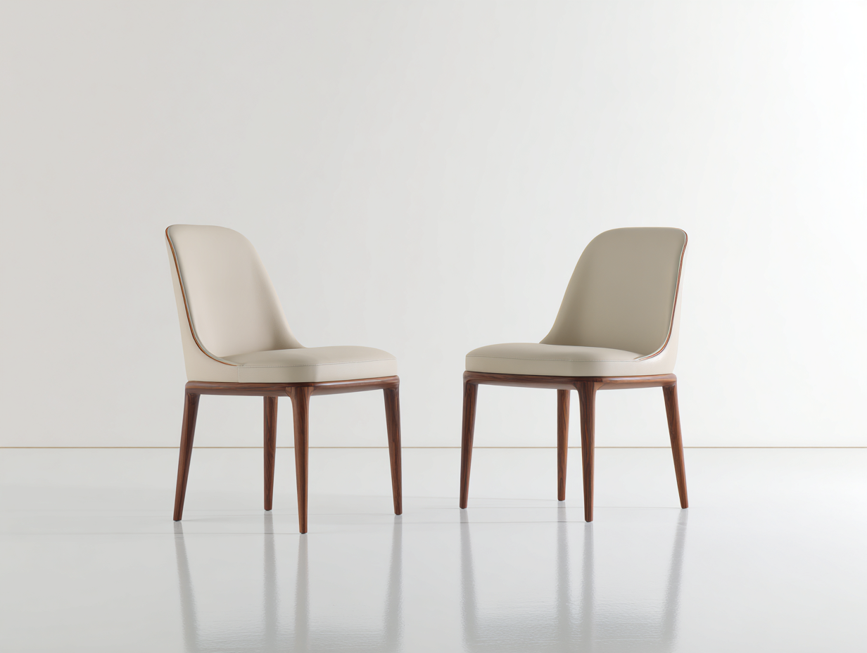 Esszimmerstühle Kunstleder gepolstert 50x55x84 cm - Beige-Holzfarben - 2er Set für Esszimmer-Vilanihome