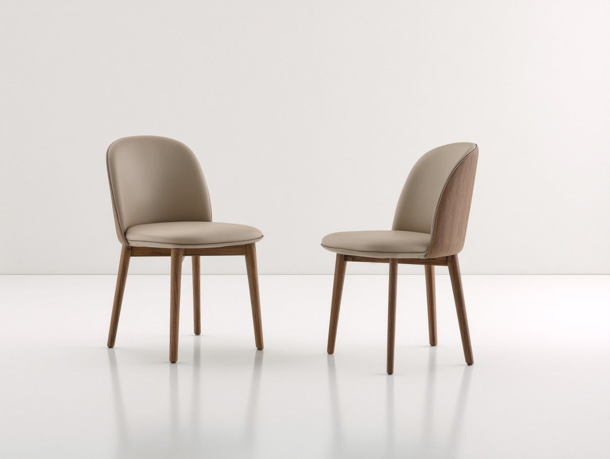 Esszimmerstühle 2er Set Kunstleder Taupe mit Holzrücken 53x56x82 cm - Modernes Esszimmer-Vilanihome