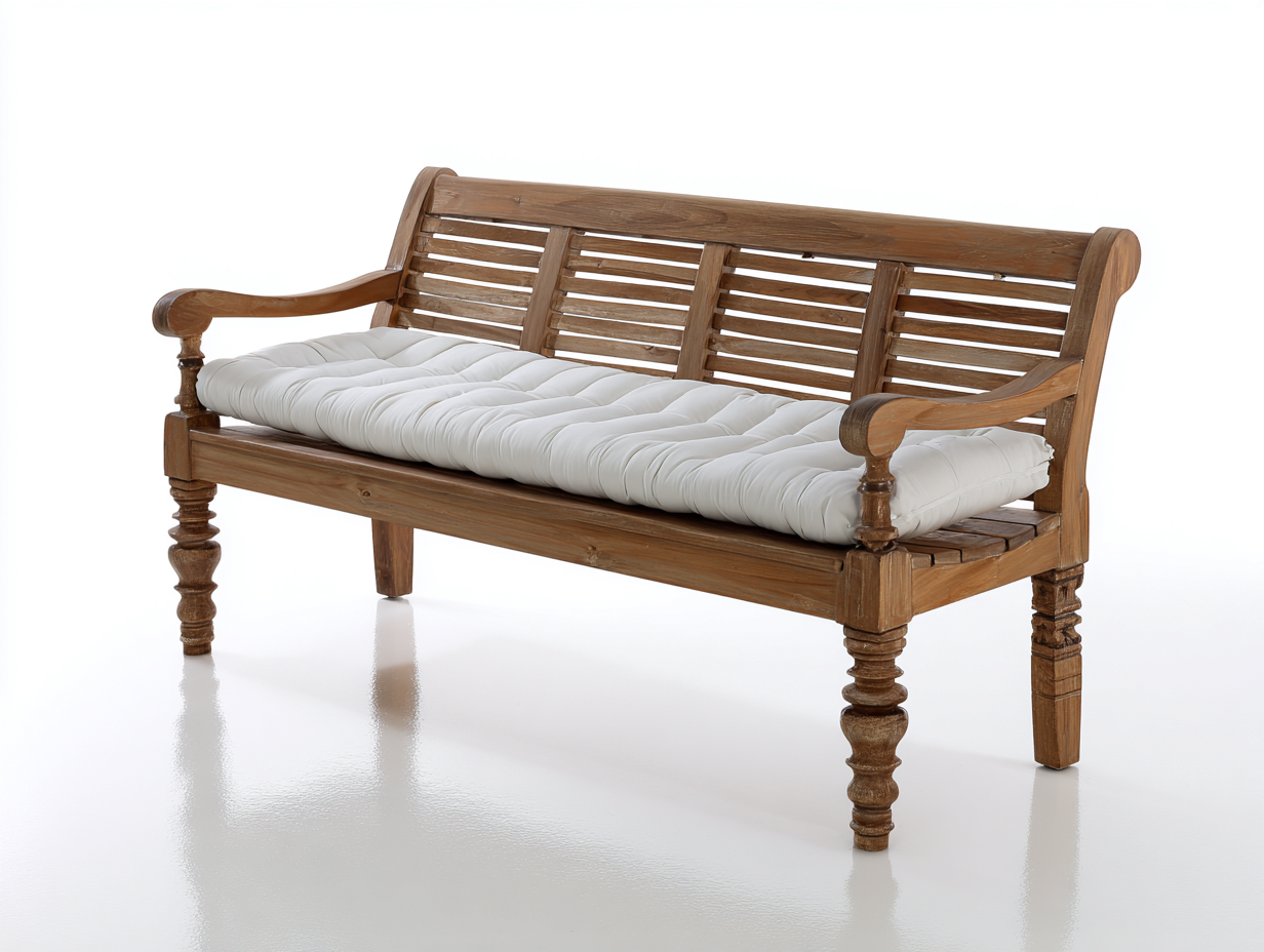 Gartenbank Massivholz mit Sitzauflage 160x62x88 cm - Braun Weiß - Klassischer Stil-Vilanihome
