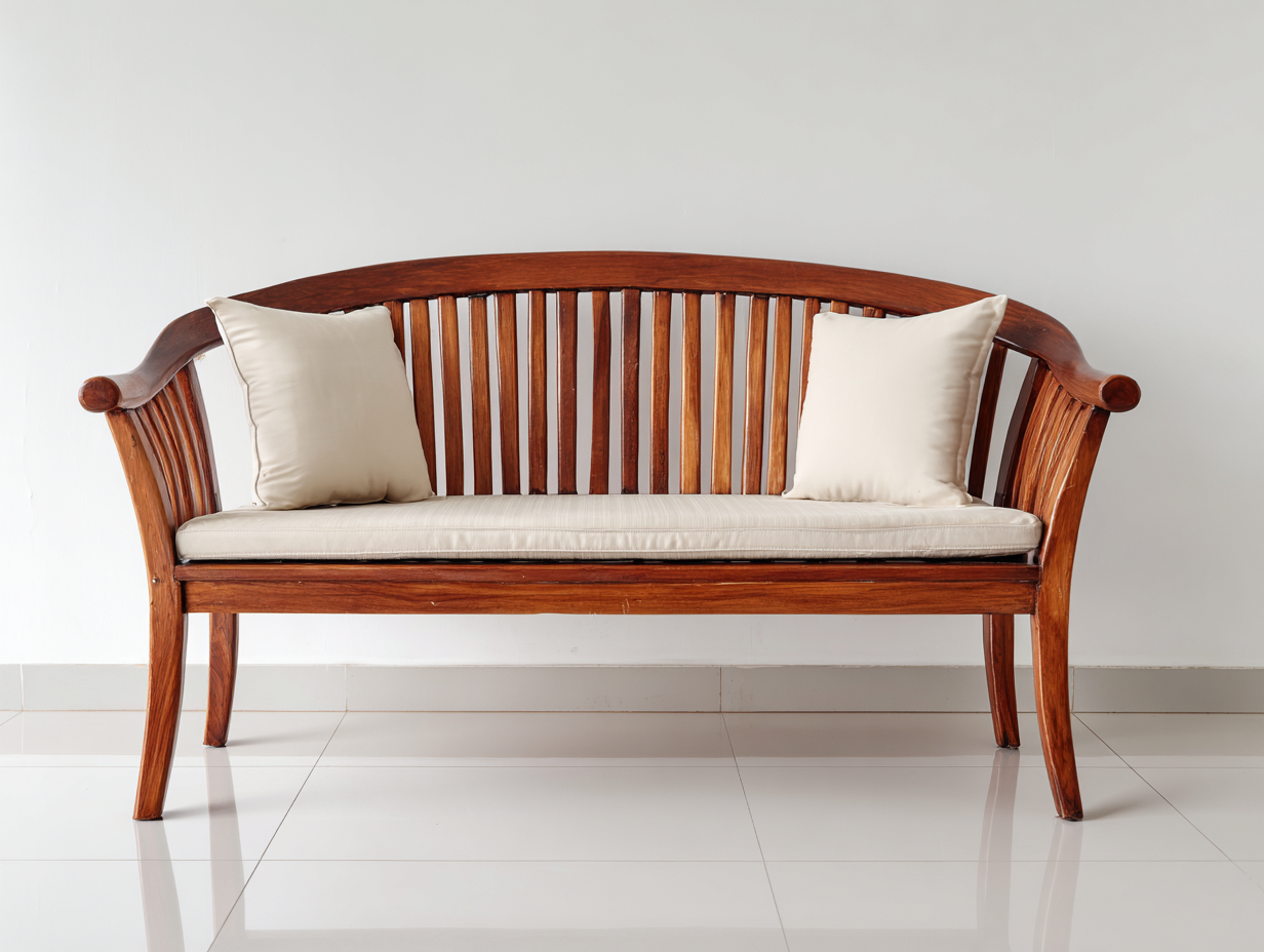 Gartenbank Massivholz mit Sitzauflage 150x60x92 cm - Braun Beige - Klassischer Stil-Vilanihome