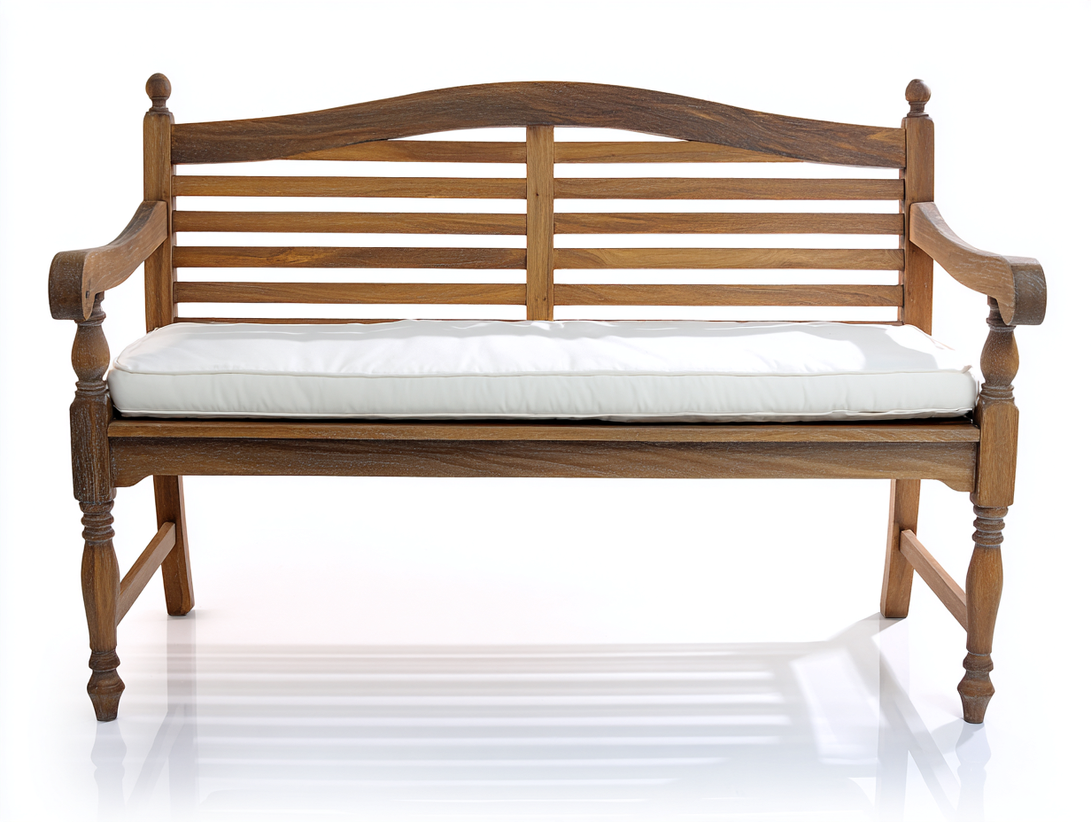 Gartenbank Holz 165 x 66 x 92 cm - Naturholz und Weiß - mit Armlehnen und Sitzkissen-Vilanihome
