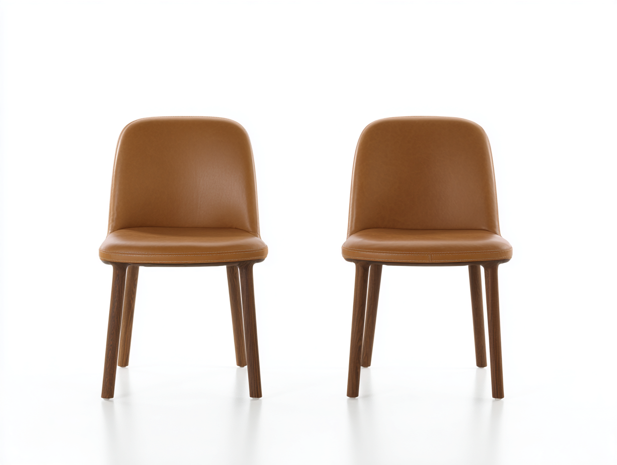 Esszimmerstühle 2er Set Kunstleder 53 x 58 x 82 cm - Cognacbraun - Holzbeine modern-Vilanihome