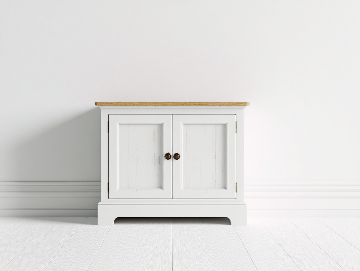 Sideboards Kommode Holzwerkstoff 90x35x75 cm - Weiß Naturfarben - Landhausstil-Vilanihome