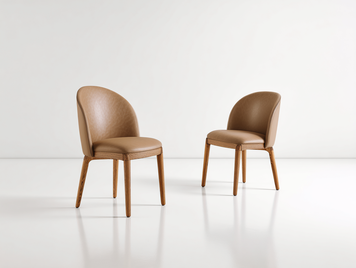 Esszimmerstühle 2er-Set Kunstleder mit Holzbeinen 50x55x82 cm - Cognac-Natur - Modernes Design für Esszimmer-Vilanihome