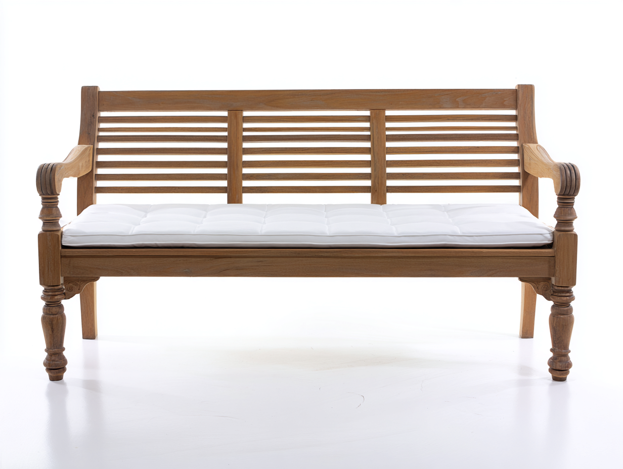 Gartenbank Holz 160 x 65 x 90 cm - Naturholz und Weiß - mit Armlehnen und Sitzkissen-Vilanihome