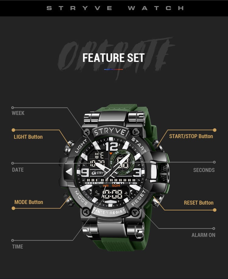 Colourful Men's Digital Sports Waterproof Dual-Screen Electronic Watch