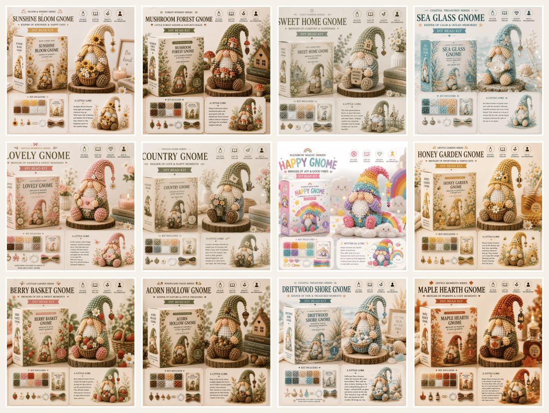🔥LAST DAY 50% OFF -- 💕Cozy Gnome DIY Bead Kit Collection– Collect All 12 Gnome