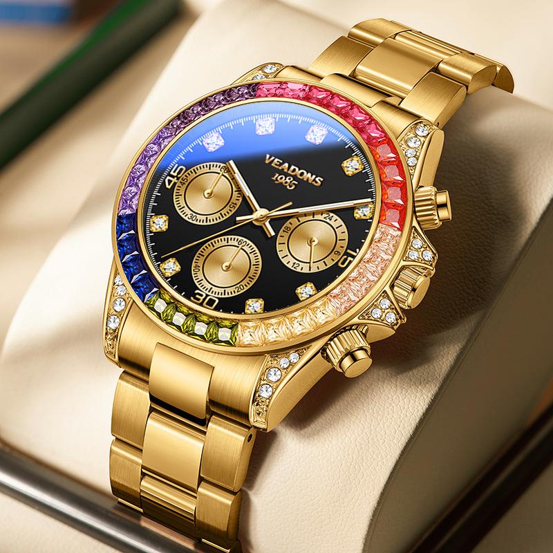 VEADONS Men's Business Fashion Rhinestone Decorated AnalogQuartz Watch
