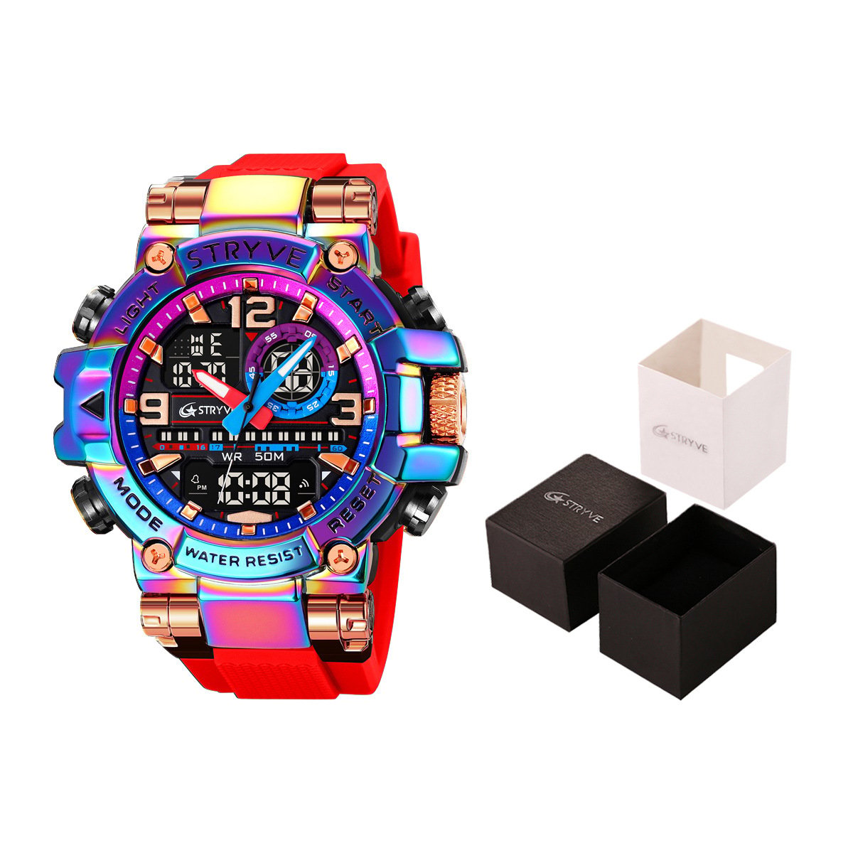 Colourful Men's Digital Sports Waterproof Dual-Screen Electronic Watch