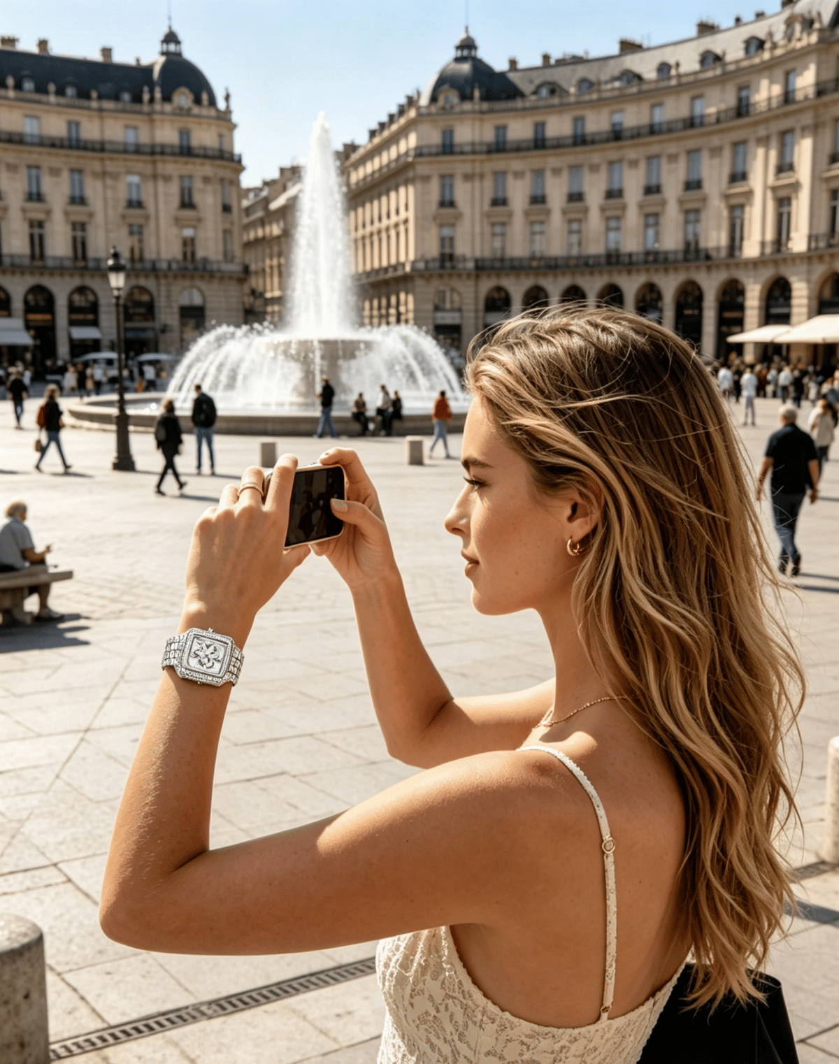 Rotating Crystal Dial Lucky Fashion Watch for Women