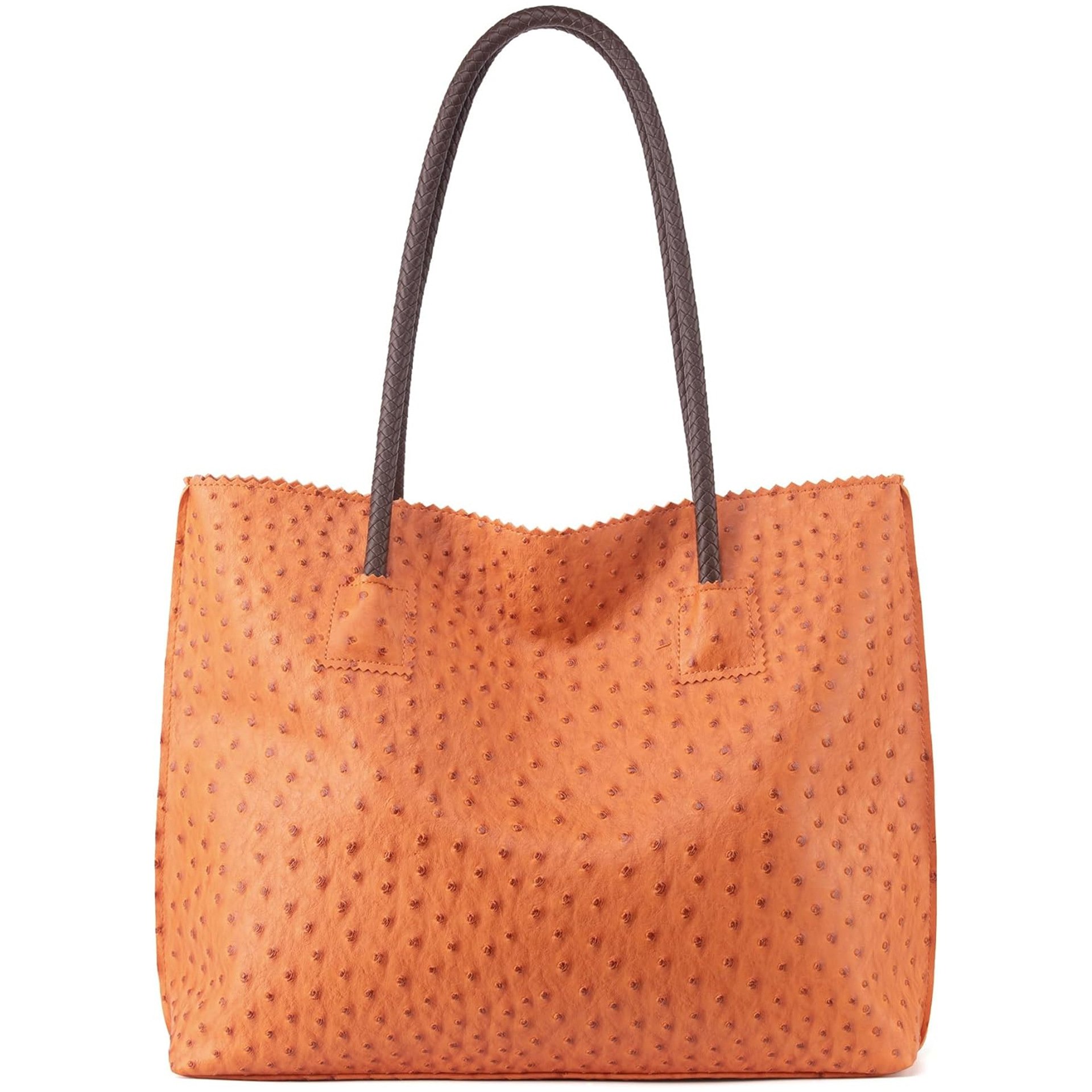 🔥LAST DAY 49% OFF - Milan Chiva Women's Oversized Ostrich-Print Vegan Leather Tote Bag