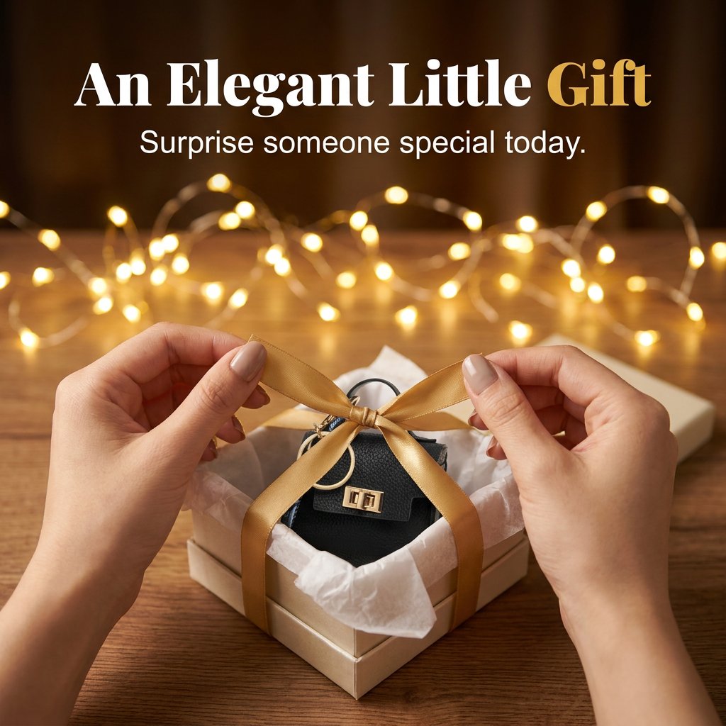 Mini Square Bag Pendant - High Quality Leather with Colorful Strap, Cute Car Keychain & Bag Charm Accessory