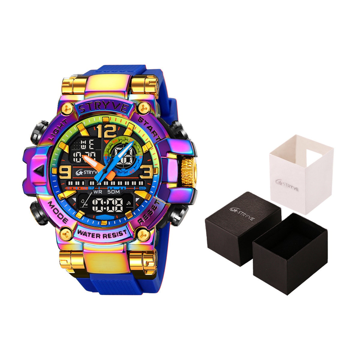 Colourful Men's Digital Sports Waterproof Dual-Screen Electronic Watch