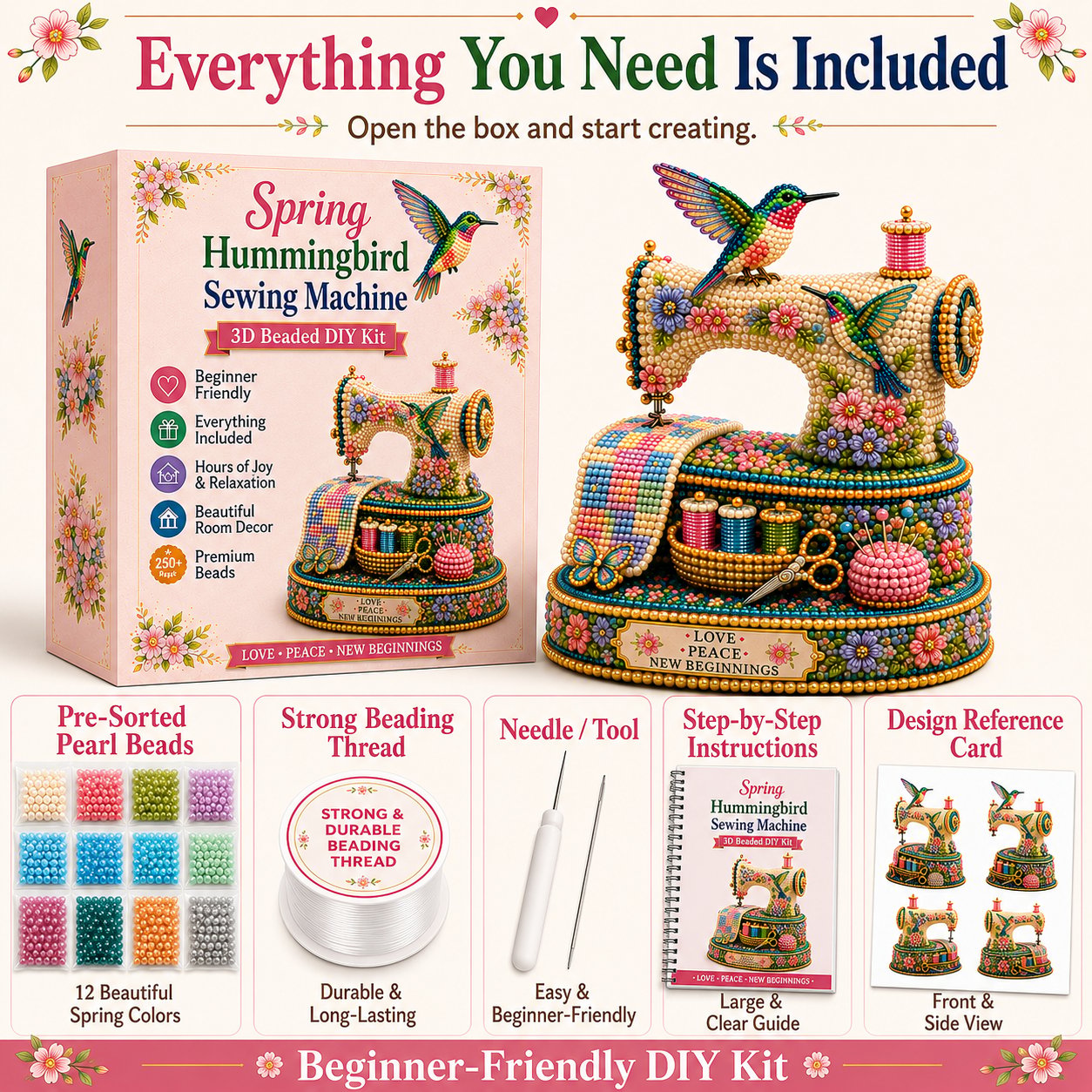 🌸Spring Hummingbird Sewing Machine 💗 3D Spring Limited Keepsake Edition