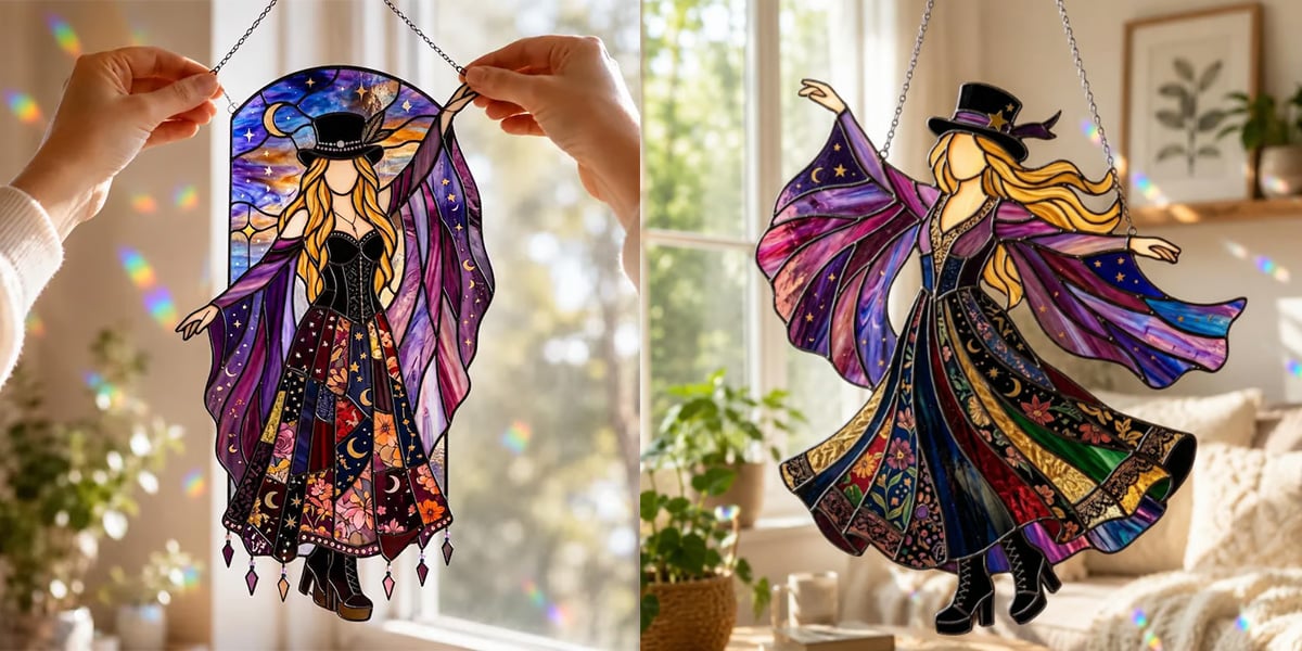 💥 LAST DAY 57% OFF - 💃 Stevie Nicks 🤘 Handmade Stained Glass Spinning Suncatcher