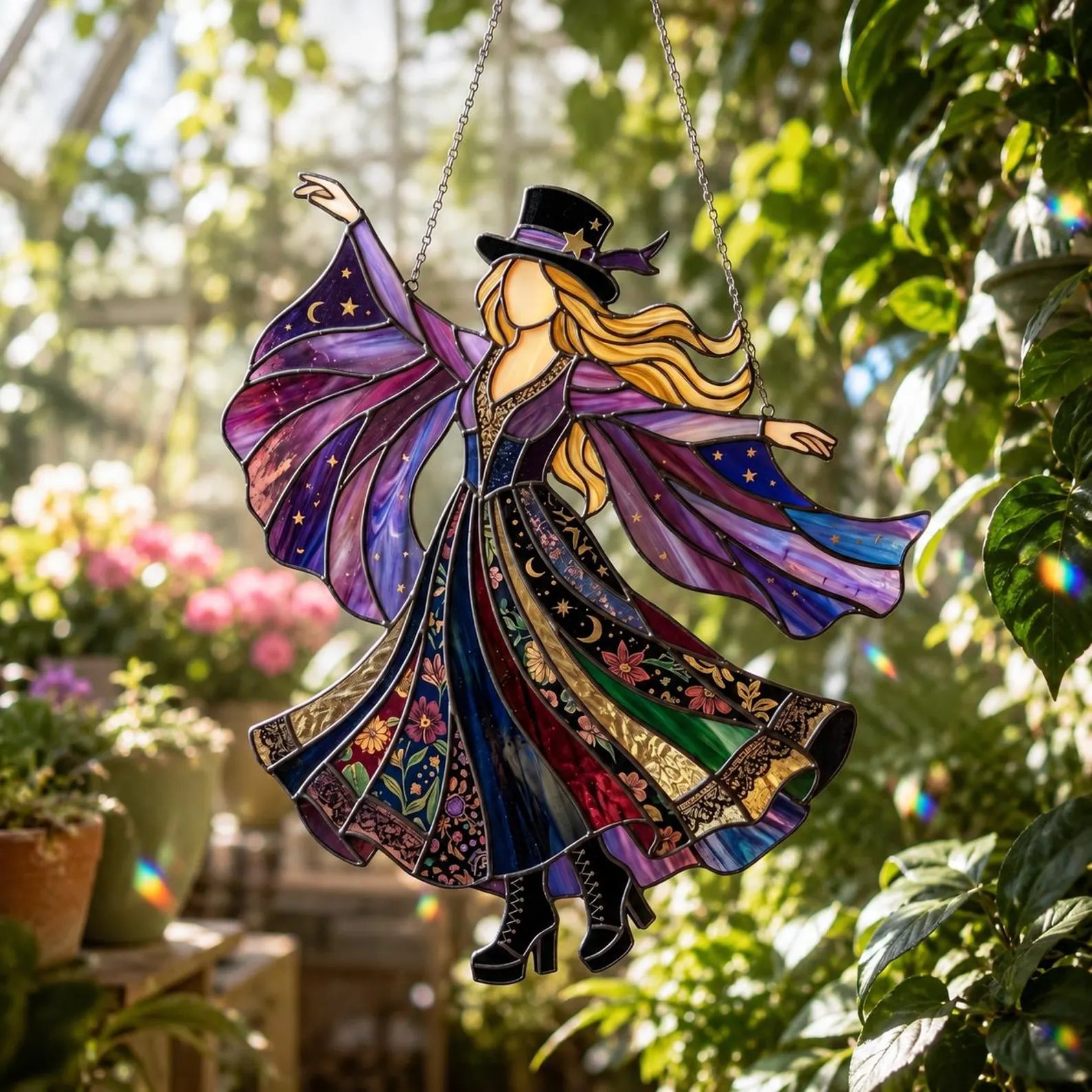 💥 LAST DAY 57% OFF - 💃 Stevie Nicks 🤘 Handmade Stained Glass Spinning Suncatcher
