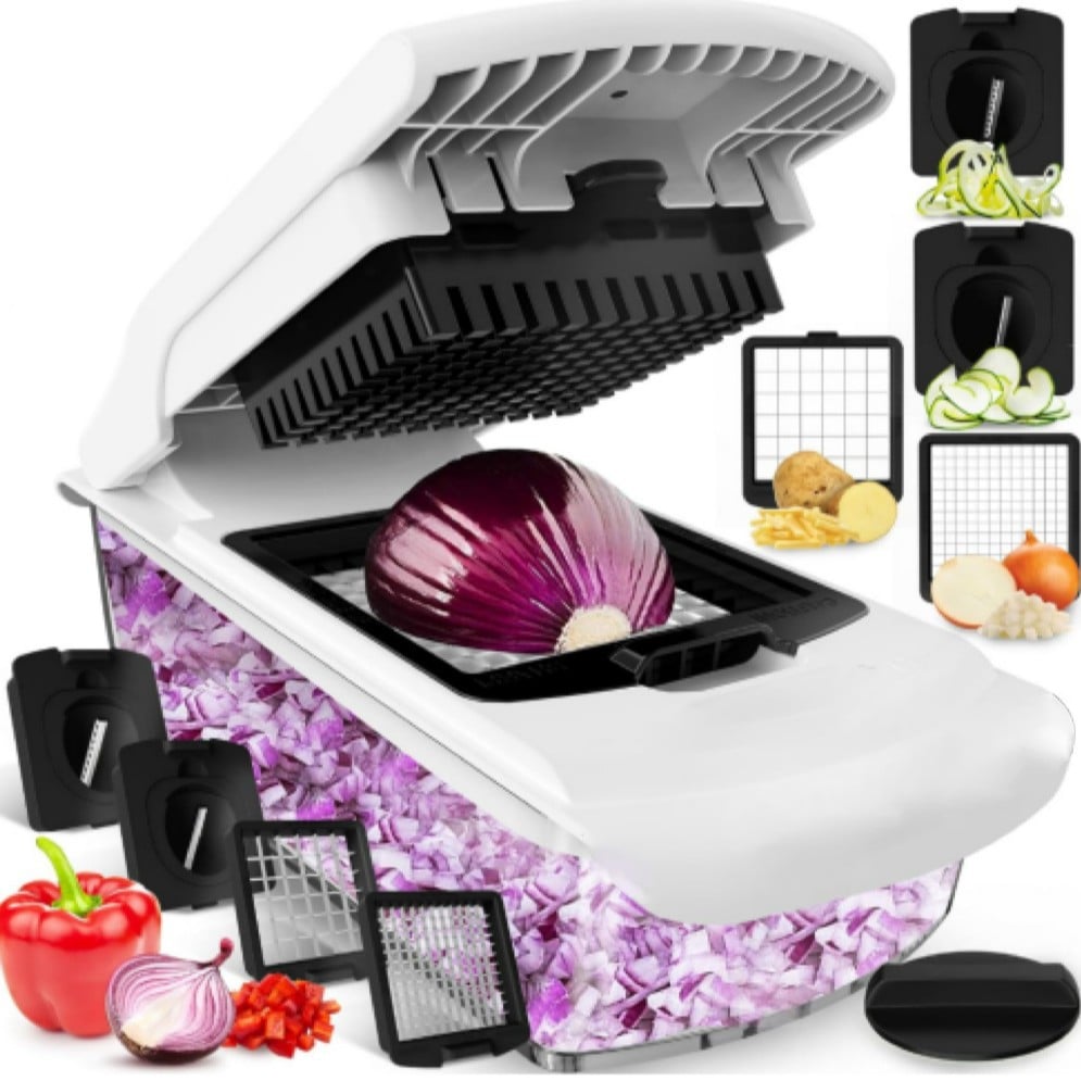🏆Flash Sale⚡🥕 Professional Vegetable Chopper – 7-in-1 Multi-Cutter with Dishwasher-Safe Blades!