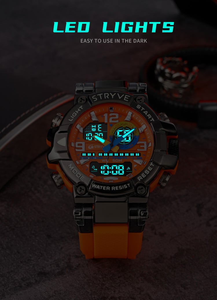 Colourful Men's Digital Sports Waterproof Dual-Screen Electronic Watch