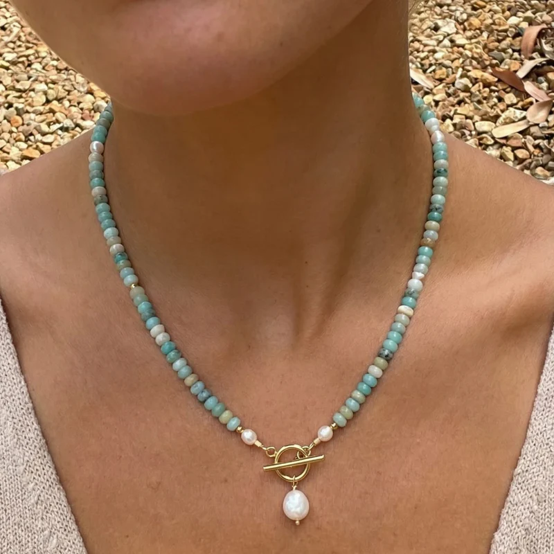 [Copy]✨ Turquoise Bead & Freshwater Pearl Necklac-p