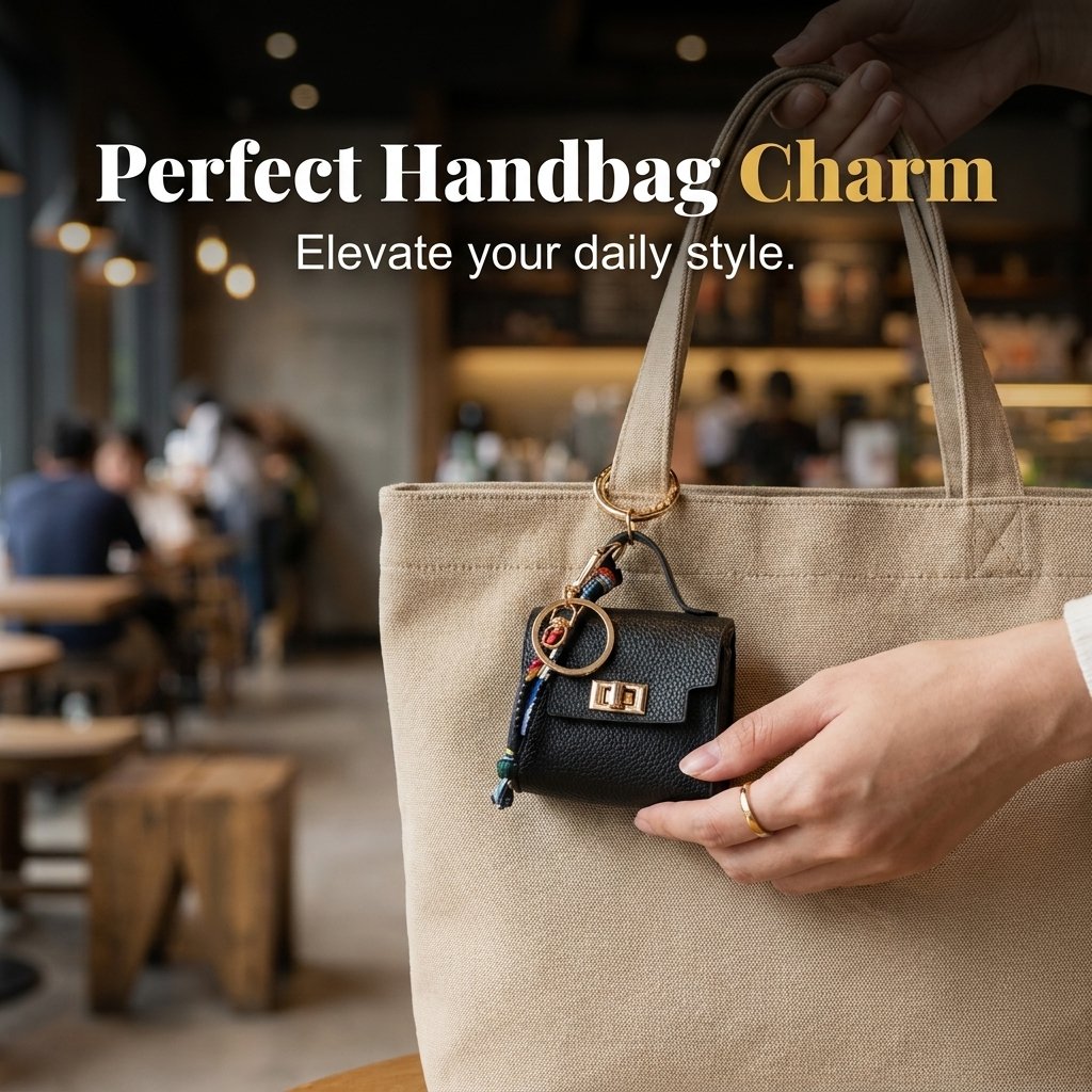 Mini Square Bag Pendant - High Quality Leather with Colorful Strap, Cute Car Keychain & Bag Charm Accessory